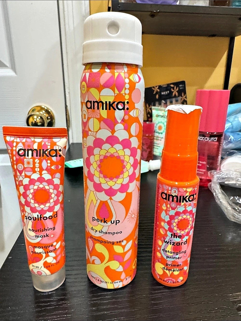 amika: The Wizard, Perk Up, Soulfood: Hair Care Set Pink & Orange NWT